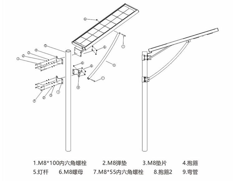 车子颠簸滑进老师身体一体化太阳能路灯安装示意图