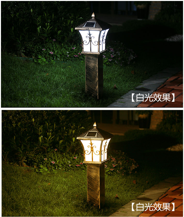 (QDTYN-CPD001)压铸铝LED太阳能草坪灯白光和暖光照明效果图